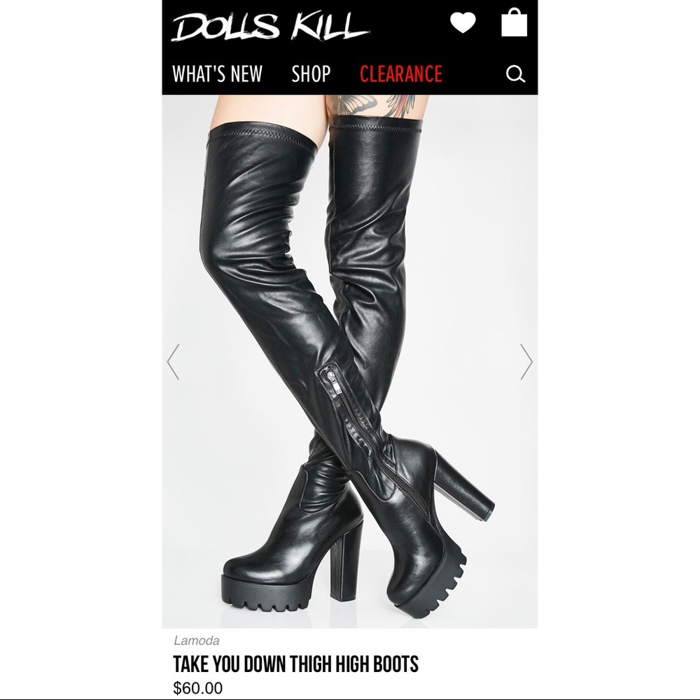 NEW IN BOX Dollskill Lamoda Thigh High Platforms 6